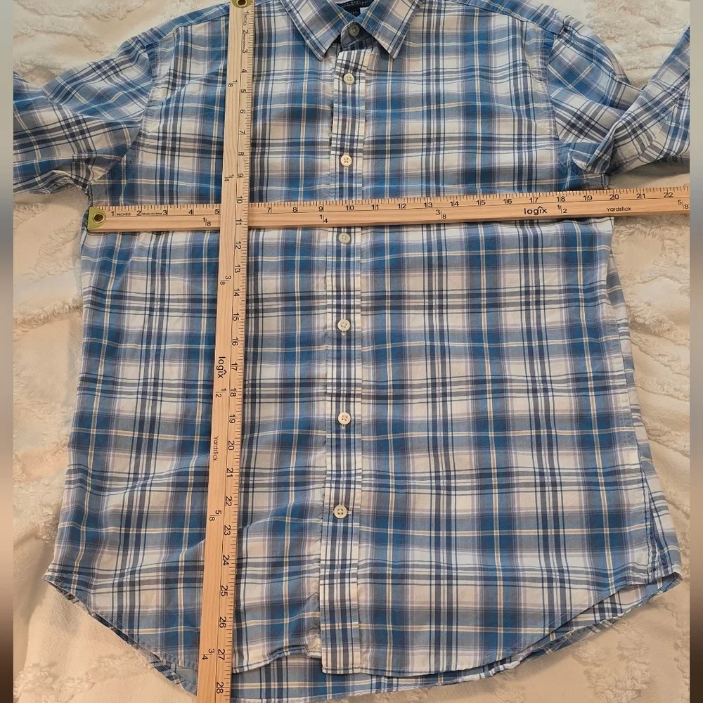 Banana Republic Men's Light Blue Cotton Plaid Shirt, Size M (312)